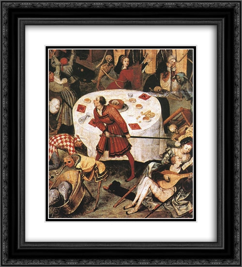 The Triumph of Death (detail) 20x22 Black Ornate Wood Framed Art Print Poster with Double Matting by Bruegel the Elder, Pieter