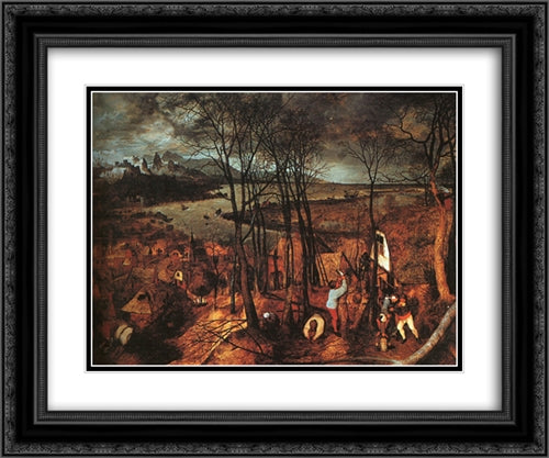Gloomy Day 24x20 Black Ornate Wood Framed Art Print Poster with Double Matting by Bruegel the Elder, Pieter