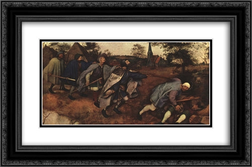 The Parable of the Blind Leading the Blind 24x16 Black Ornate Wood Framed Art Print Poster with Double Matting by Bruegel the Elder, Pieter