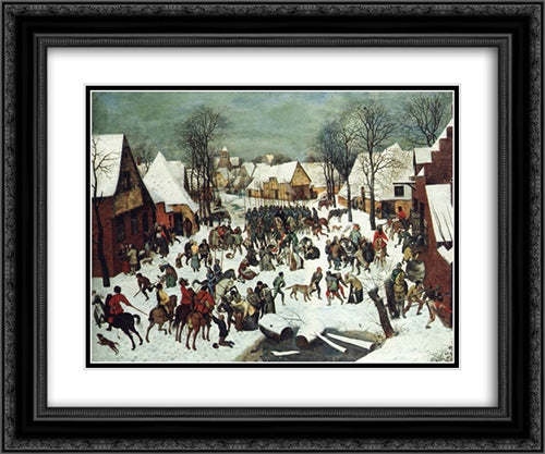 The Slaughter of the Innocents 24x20 Black Ornate Wood Framed Art Print Poster with Double Matting by Bruegel the Elder, Pieter