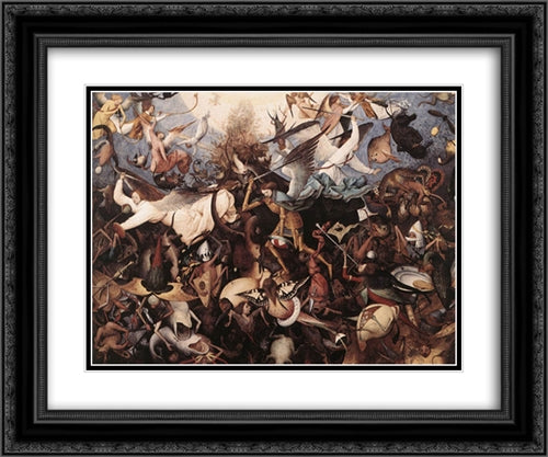 The Fall of the Rebel Angels 24x20 Black Ornate Wood Framed Art Print Poster with Double Matting by Bruegel the Elder, Pieter