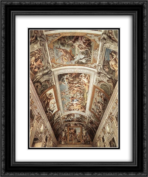 Farnese Ceiling Fresco 20x24 Black Ornate Wood Framed Art Print Poster with Double Matting by Carracci, Annibale