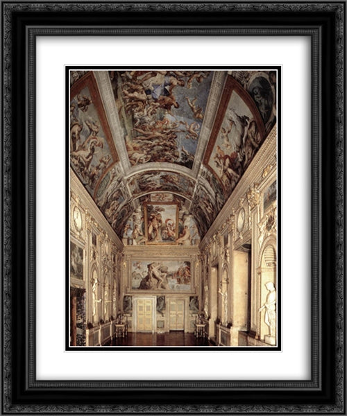 The Galleria Farnese 20x24 Black Ornate Wood Framed Art Print Poster with Double Matting by Carracci, Annibale