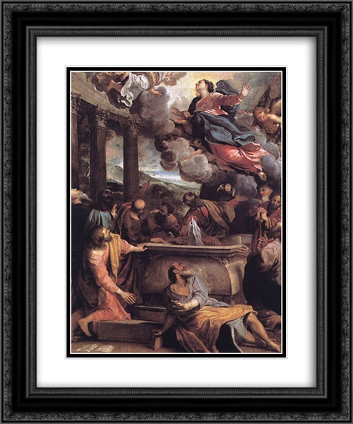 Assumption of the Virgin 20x24 Black Ornate Wood Framed Art Print Poster with Double Matting by Carracci, Annibale