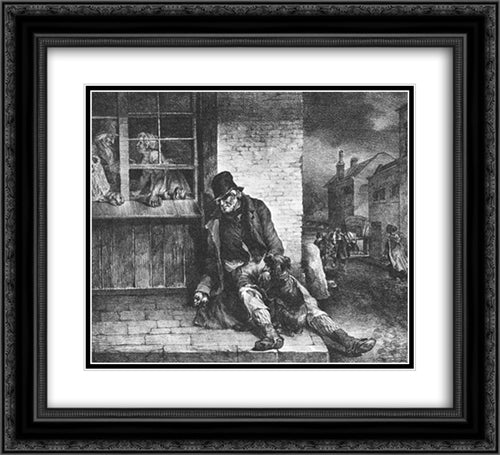 English Scenes ' Man on the Street 22x20 Black Ornate Wood Framed Art Print Poster with Double Matting by Gericault, Theodore