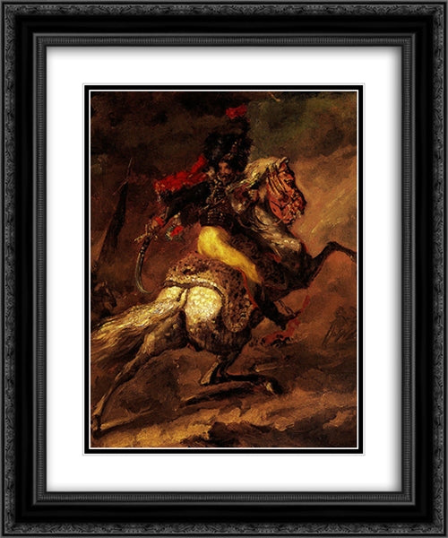 Study for the Charging Casseur 20x24 Black Ornate Wood Framed Art Print Poster with Double Matting by Gericault, Theodore