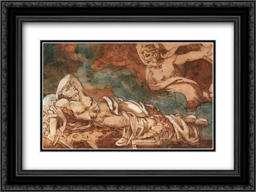 Le Songe D'enee 24x18 Black Ornate Wood Framed Art Print Poster with Double Matting by Gericault, Theodore