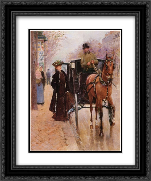 Home, Driver ! 20x24 Black Ornate Wood Framed Art Print Poster with Double Matting by Beraud, Jean