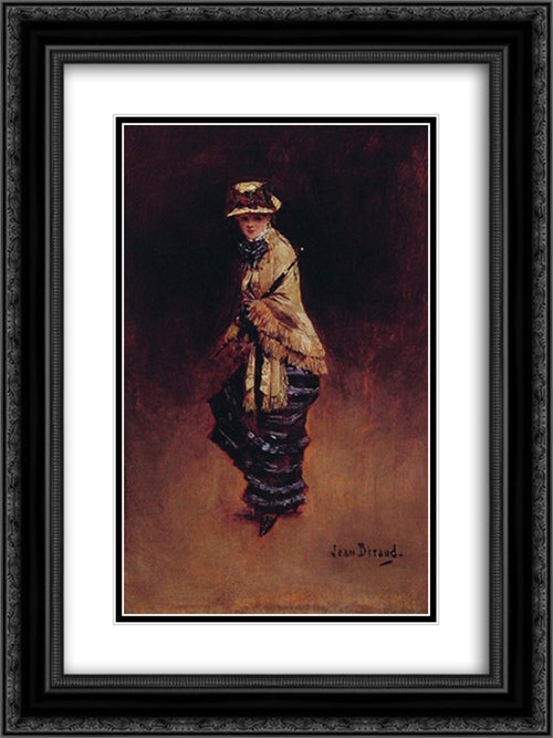 Young Parisienne 18x24 Black Ornate Wood Framed Art Print Poster with Double Matting by Beraud, Jean