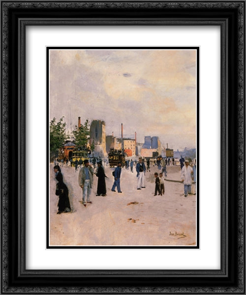 A Morning Stroll 20x24 Black Ornate Wood Framed Art Print Poster with Double Matting by Beraud, Jean