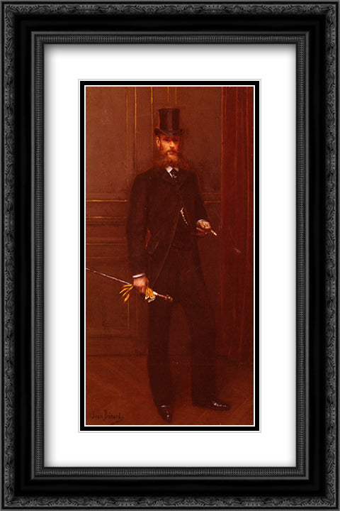 Portrait D'un Homme Elegant 16x24 Black Ornate Wood Framed Art Print Poster with Double Matting by Beraud, Jean