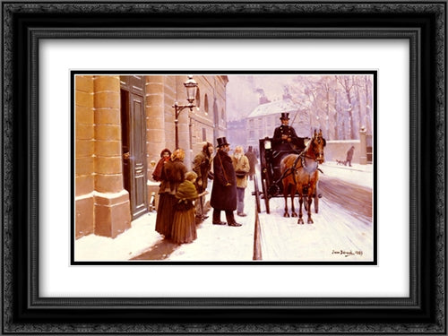 La Sortie Du Bourgeois 24x18 Black Ornate Wood Framed Art Print Poster with Double Matting by Beraud, Jean