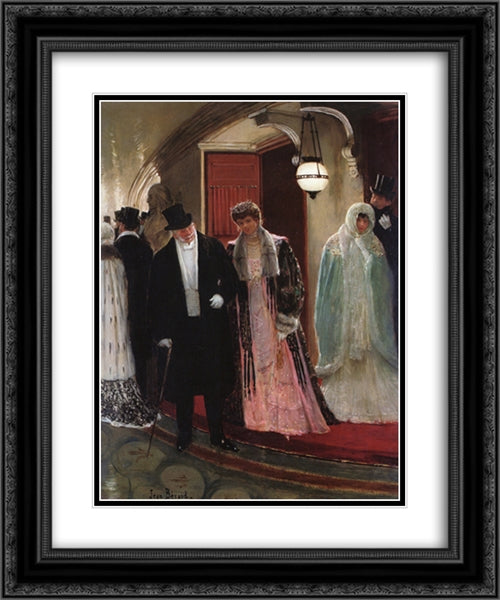 Leaving the Opera 20x24 Black Ornate Wood Framed Art Print Poster with Double Matting by Beraud, Jean