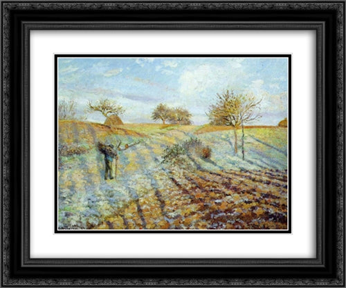 Gelee Blanche 24x20 Black Ornate Wood Framed Art Print Poster with Double Matting by Pissarro, Camille