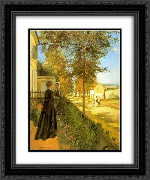 Louveciennes: The Road to Versailles 20x24 Black Ornate Wood Framed Art Print Poster with Double Matting by Pissarro, Camille