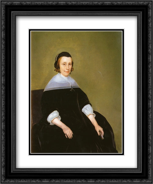 Portrait Of A Lady 20x24 Black Ornate Wood Framed Art Print Poster with Double Matting by Terborch, Gerard