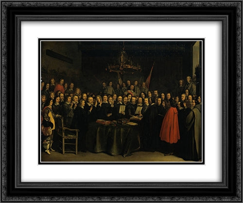 The Ratification of the Treaty of Munster, 15 May 1648 24x20 Black Ornate Wood Framed Art Print Poster with Double Matting by Terborch, Gerard