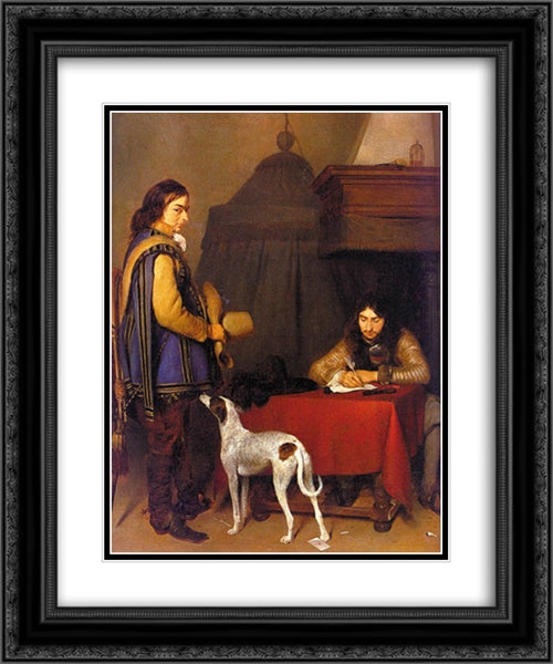 The Dispatch 20x24 Black Ornate Wood Framed Art Print Poster with Double Matting by Terborch, Gerard