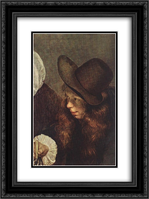 The Glass of Lemonade (detail) 18x24 Black Ornate Wood Framed Art Print Poster with Double Matting by Terborch, Gerard