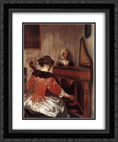 The Concert 20x24 Black Ornate Wood Framed Art Print Poster with Double Matting by Terborch, Gerard
