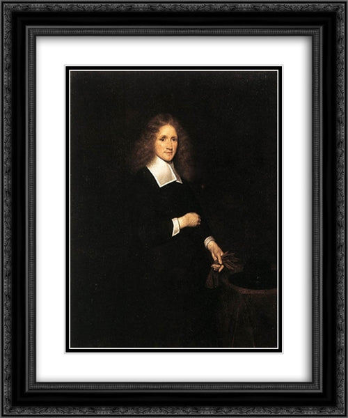 Portrait of a Young Man 20x24 Black Ornate Wood Framed Art Print Poster with Double Matting by Terborch, Gerard