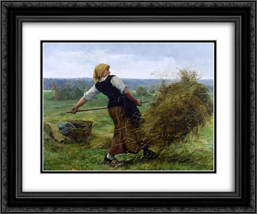 La Faneuse 24x20 Black Ornate Wood Framed Art Print Poster with Double Matting by Dupre, Julien