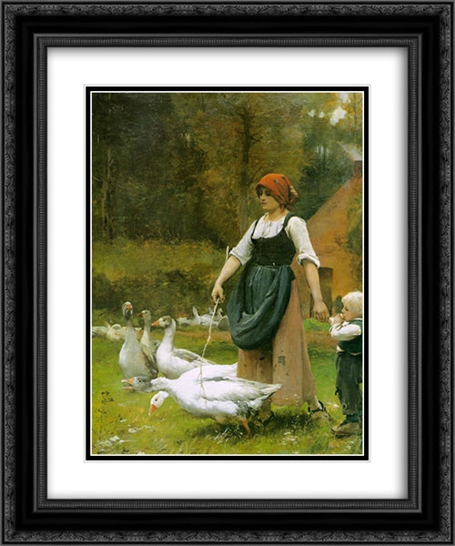 In the Meadow 20x24 Black Ornate Wood Framed Art Print Poster with Double Matting by Dupre, Julien