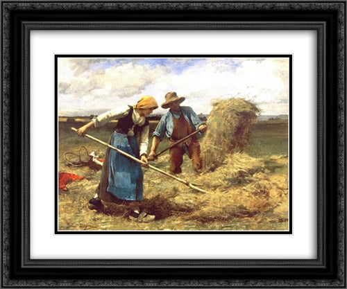 The Wheatfield 24x20 Black Ornate Wood Framed Art Print Poster with Double Matting by Dupre, Julien