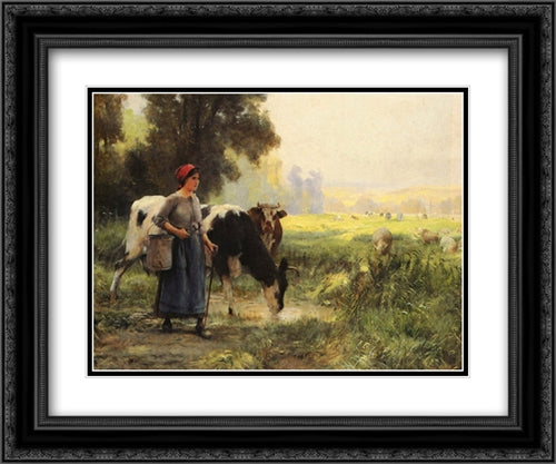 La Vachere 24x20 Black Ornate Wood Framed Art Print Poster with Double Matting by Dupre, Julien