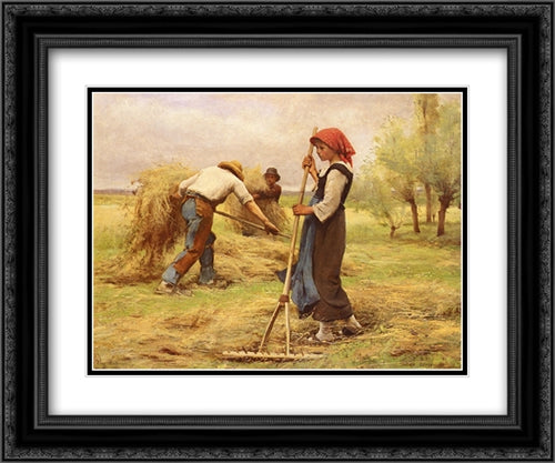 La Recolte Des Foins 24x20 Black Ornate Wood Framed Art Print Poster with Double Matting by Dupre, Julien