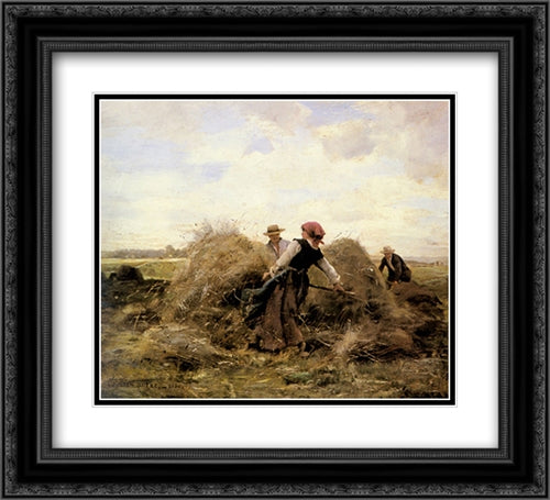 The Harvesters 22x20 Black Ornate Wood Framed Art Print Poster with Double Matting by Dupre, Julien