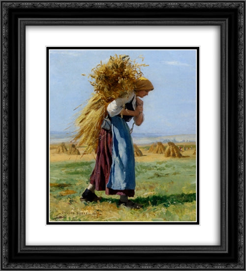 In The Fields 20x22 Black Ornate Wood Framed Art Print Poster with Double Matting by Dupre, Julien