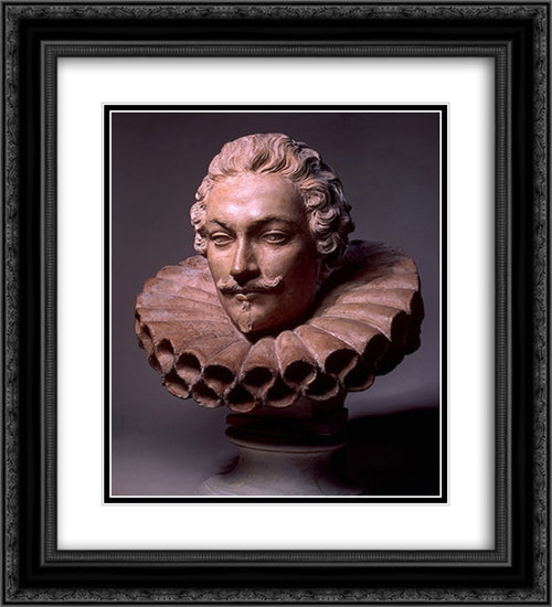 Portrait of Camillo Pamphili 20x22 Black Ornate Wood Framed Art Print Poster with Double Matting by Algardi, Alessandro