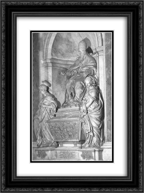 Monument of Pope Leo XI 18x24 Black Ornate Wood Framed Art Print Poster with Double Matting by Algardi, Alessandro