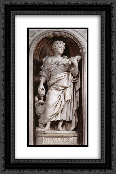 St John the Evangelist 16x24 Black Ornate Wood Framed Art Print Poster with Double Matting by Algardi, Alessandro