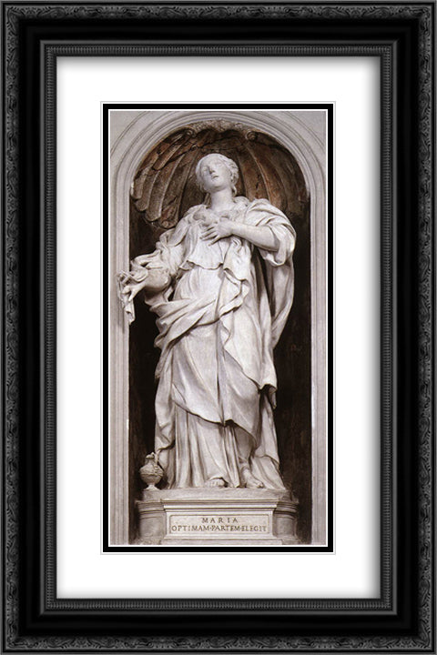 St Mary Magdalene 16x24 Black Ornate Wood Framed Art Print Poster with Double Matting by Algardi, Alessandro