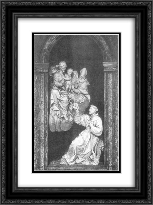 Vision of St Nicholas 18x24 Black Ornate Wood Framed Art Print Poster with Double Matting by Algardi, Alessandro