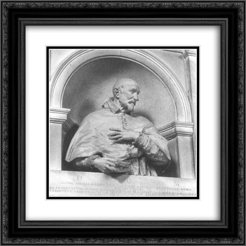 Bust of Cardinal Giovanni Garzia Mellini 20x20 Black Ornate Wood Framed Art Print Poster with Double Matting by Algardi, Alessandro