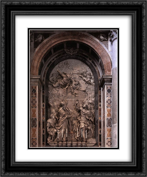 The Meeting of Leo I and Attila 20x24 Black Ornate Wood Framed Art Print Poster with Double Matting by Algardi, Alessandro