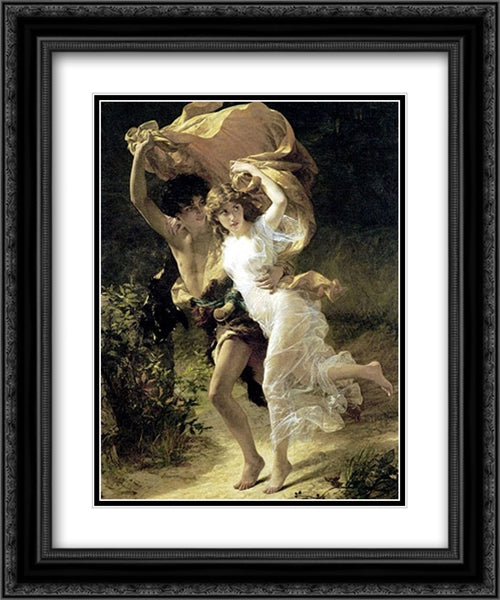 The Storm 20x24 Black Ornate Wood Framed Art Print Poster with Double Matting by Cot, Pierre Auguste