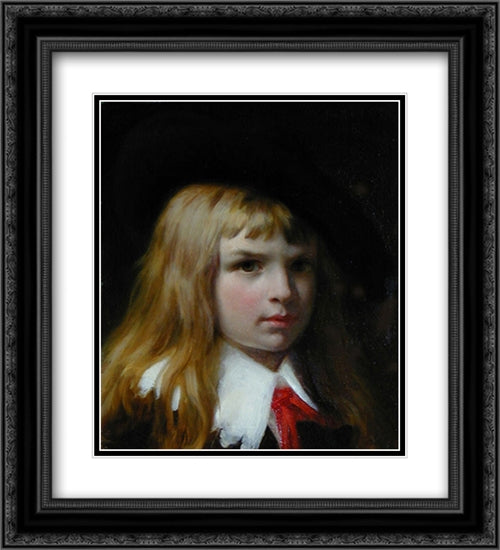 Little Lord Fauntelroy 20x22 Black Ornate Wood Framed Art Print Poster with Double Matting by Cot, Pierre Auguste