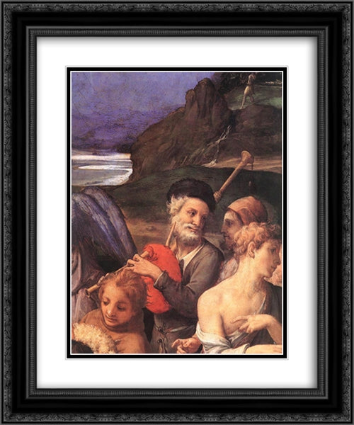Adoration of the Shepherds [detail] 20x24 Black Ornate Wood Framed Art Print Poster with Double Matting by Bronzino, Agnolo