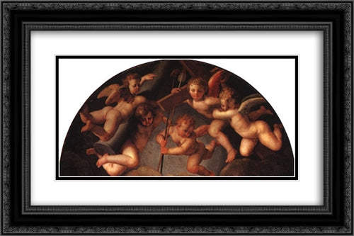 The Deposition of Christ [detail] 24x16 Black Ornate Wood Framed Art Print Poster with Double Matting by Bronzino, Agnolo