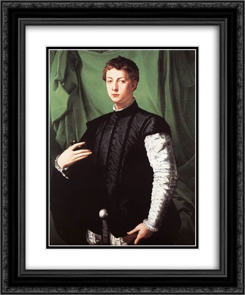 Portrait of Ludovico Capponi 20x24 Black Ornate Wood Framed Art Print Poster with Double Matting by Bronzino, Agnolo