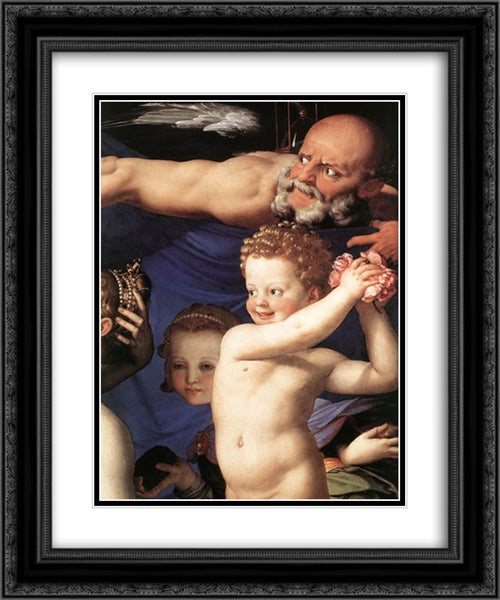 Venus, Cupide and the Time [detail] 20x24 Black Ornate Wood Framed Art Print Poster with Double Matting by Bronzino, Agnolo