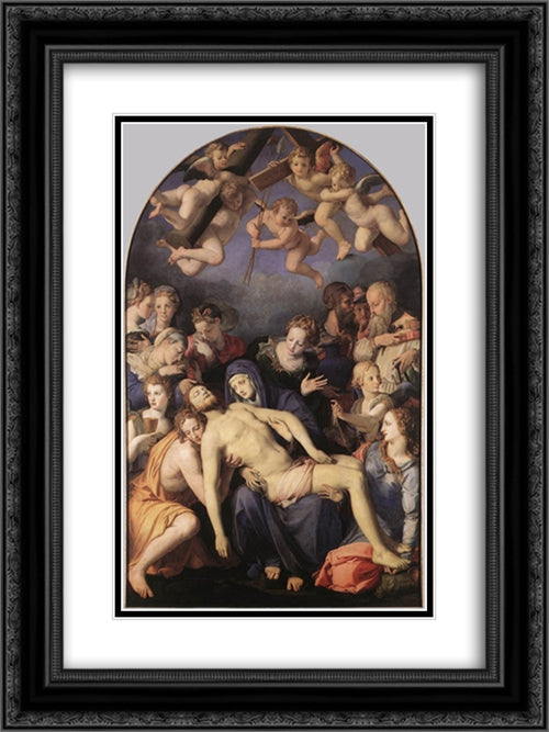 Deposition of Christ 18x24 Black Ornate Wood Framed Art Print Poster with Double Matting by Bronzino, Agnolo