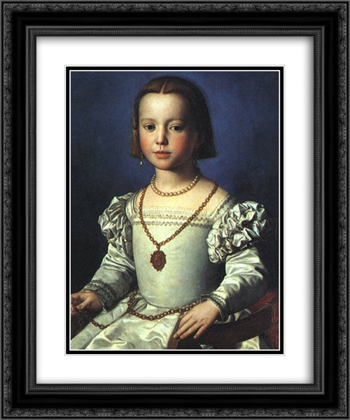 Bia, The Illegitimate Daughter of Cosimo I de' Medici 20x24 Black Ornate Wood Framed Art Print Poster with Double Matting by Bronzino, Agnolo
