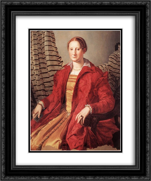 Portrait of a Lady 20x24 Black Ornate Wood Framed Art Print Poster with Double Matting by Bronzino, Agnolo