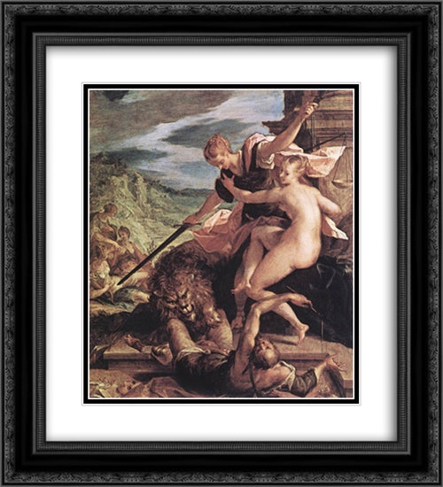 Allegory 20x22 Black Ornate Wood Framed Art Print Poster with Double Matting by Aachen, Hans von