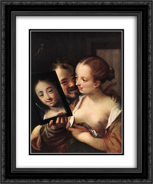 Joking Couple 20x24 Black Ornate Wood Framed Art Print Poster with Double Matting by Aachen, Hans von